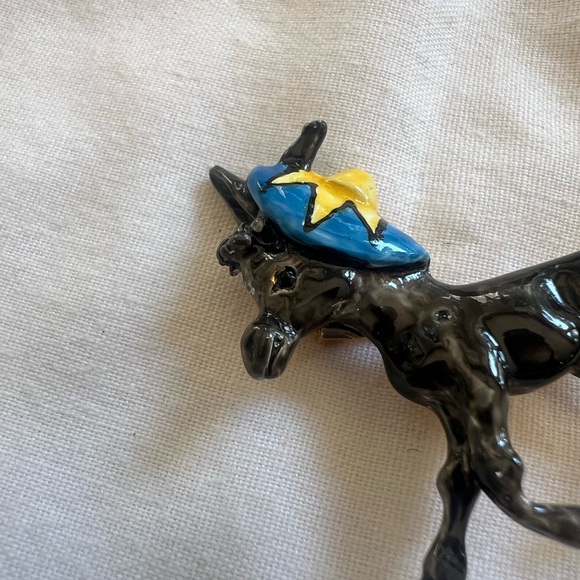 Vintage Original by Robert Designer Black and Blue Donkey Brooch - Picture 2 of 5